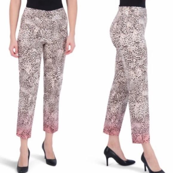 Zac & Rachel Pants Trouser Cropped Ombré Animal Print Pull on Stretch Size 12 - Picture 1 of 10